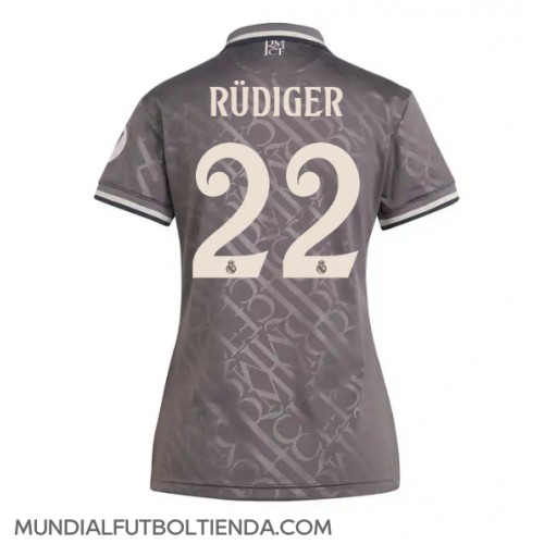 Camiseta Real Madrid Antonio Rudiger #22 Tercera Equipación Replica 2024-25 para mujer mangas cortas